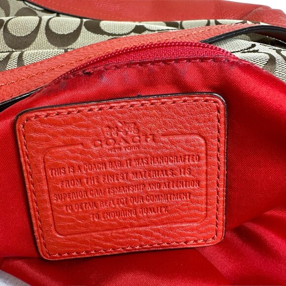 Auth Used COACH Crossbody Shoulder Hobo Bag Canvas Leather Outer Pocket Logo C - Picture 10 of 12